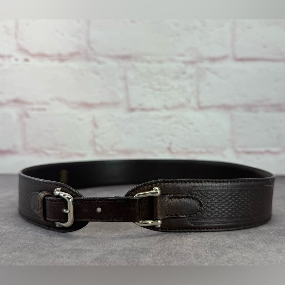 Gucci Women’s Vintage Brown Textured Leather Horsebit Belt 70
